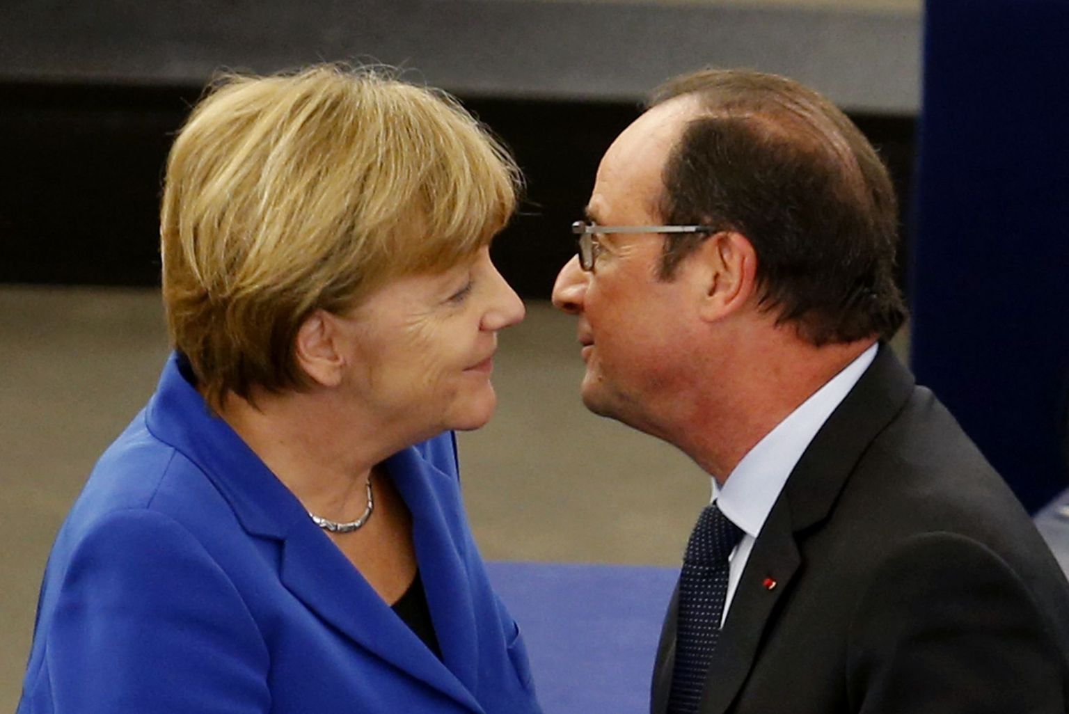Saksamaa liidukantsler Angela Merkel ja Prantsusmaa president François Hollande eile Strasbourgis