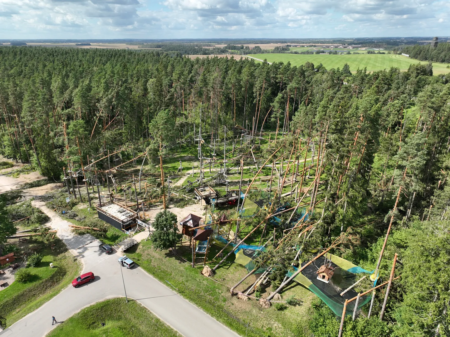 Tērvetes dabas parks pēc 2023. gada augusta vētras.