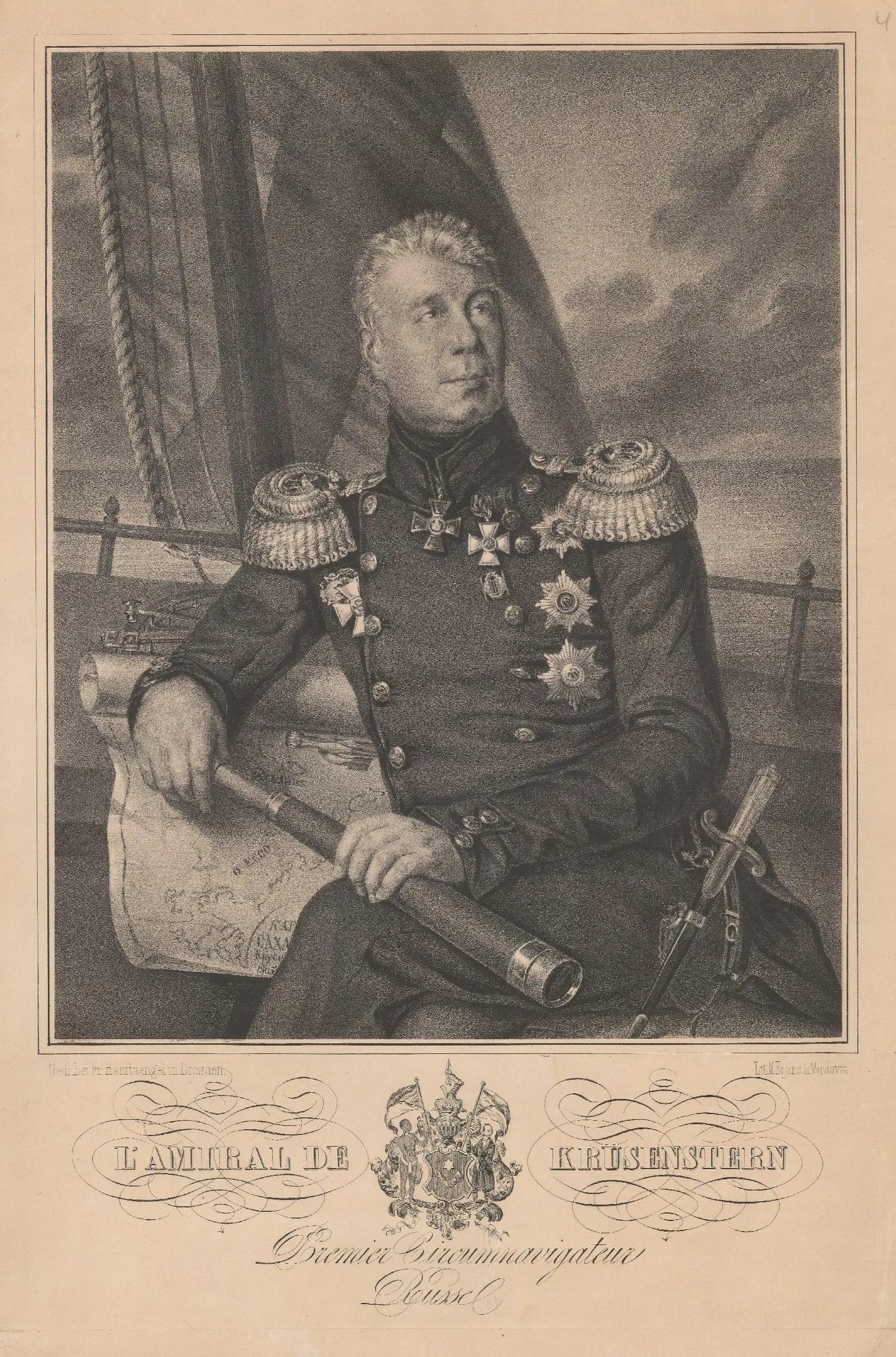 Adam Johann von Krusensterni portree, millest on ka maaliversioon.