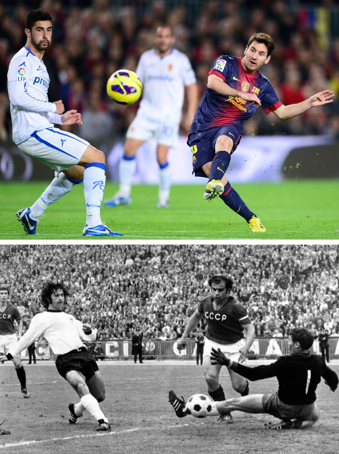 Lionel Messi (üleval paremal) ja Gerd Müller (all vasakul)