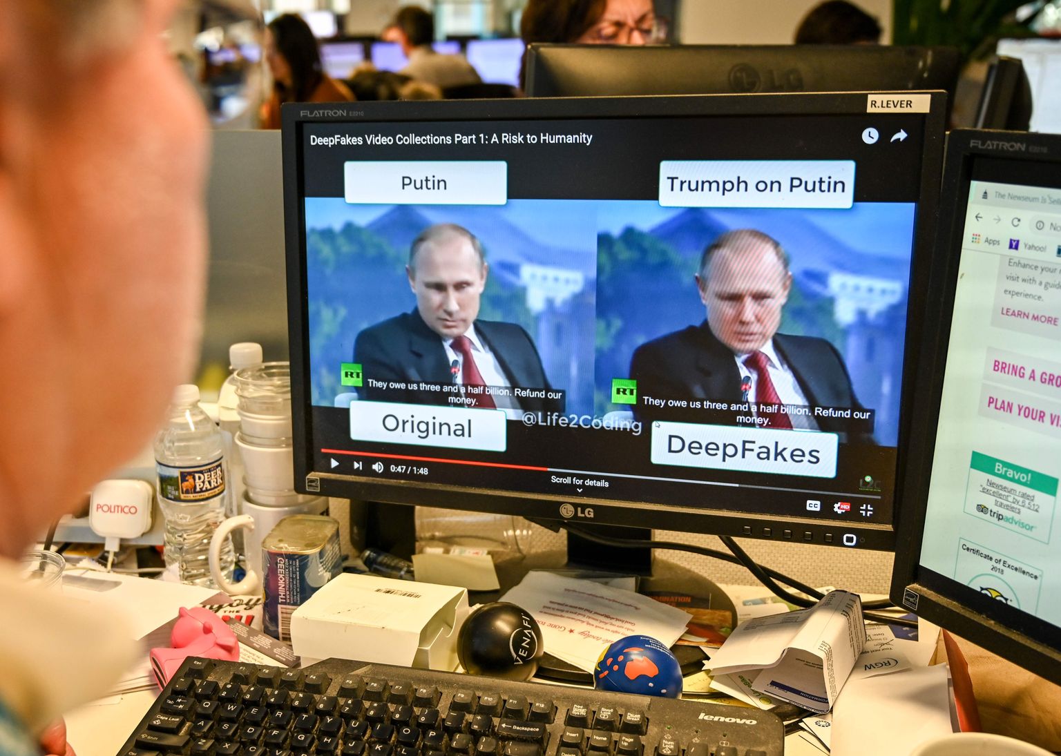 Pildil esitleti AFP ajakirjanikule süvavõltsingut Vladimir Putinist, mis peaks olema raskesti eristatav ehtsast ning mis on loodud tehisintellekti poolt.