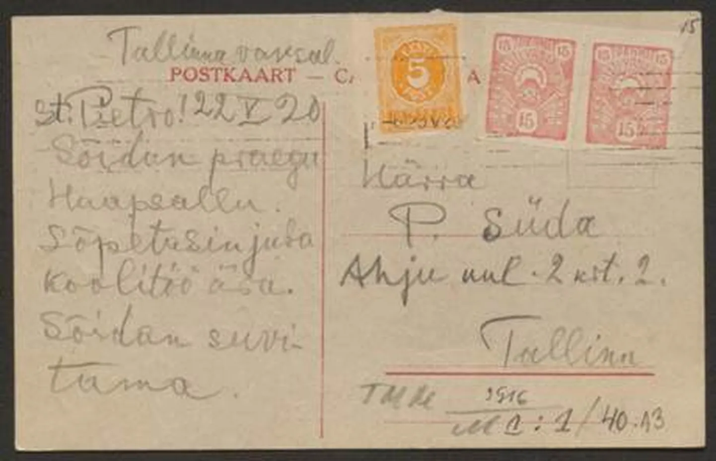 Digiteeritud postkaart.