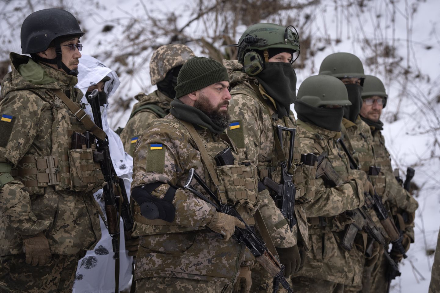 Vene vabatahtlikest koosneva Siberi pataljoni liikmed õppusel 13. detsembril 2023. aastal Ukrainas Kiievi lähedal.