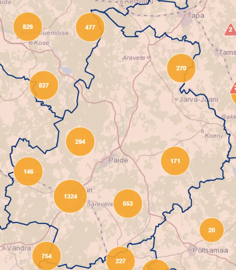 Elektrikatkestused Järvamaal 11.07.2020 15.45 seisuga