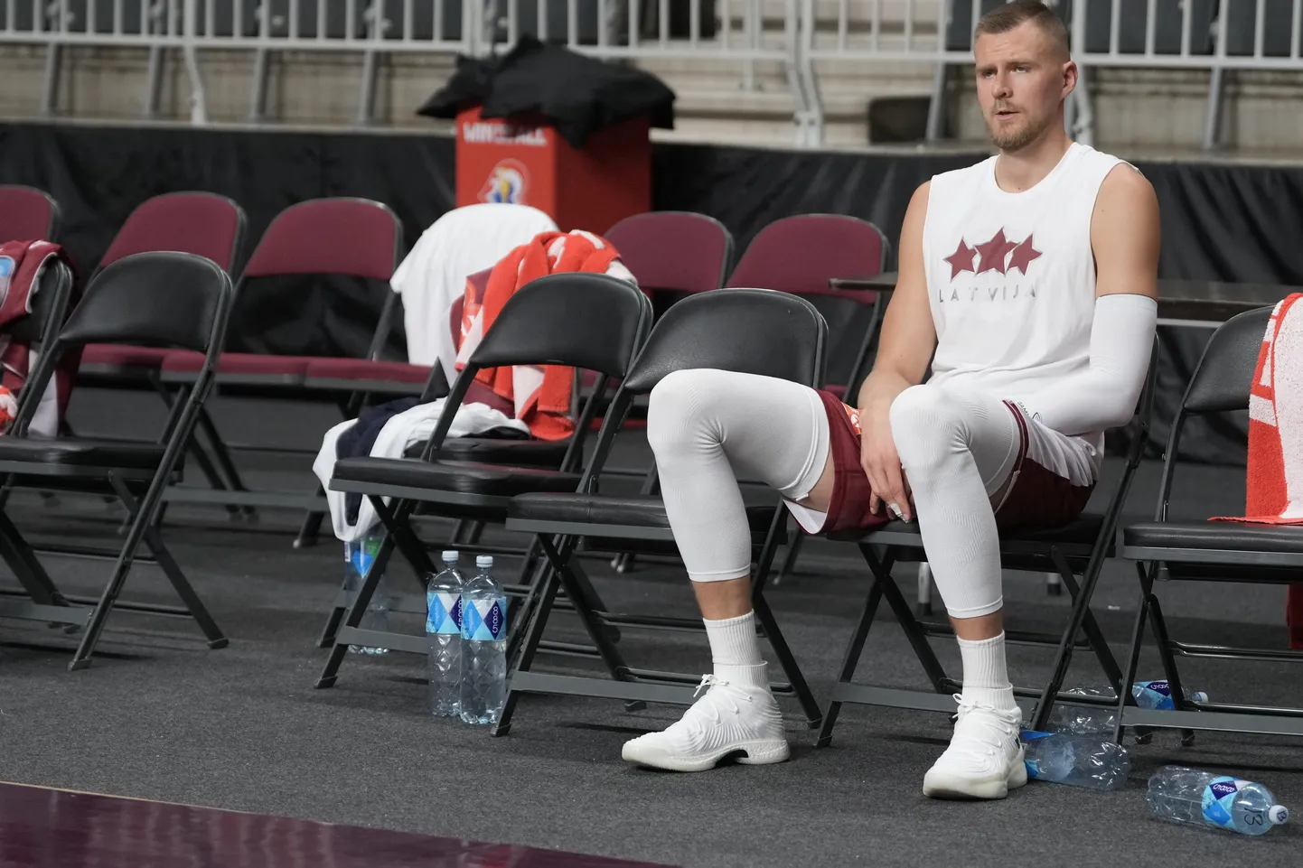 Kristaps Porziņģis izlases treniņā.