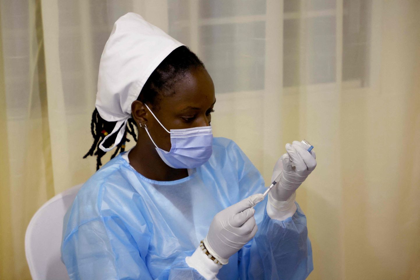 Vaktsineerimiskeskus Rwanda pealinnas Kigalis.