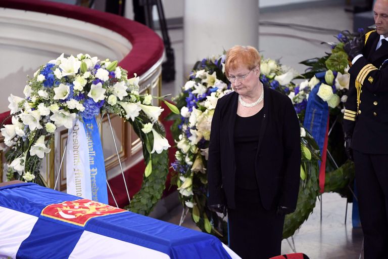 Tarja Halonen matusetseremoonial. / AFP PHOTO / Lehtikuva / Jussi Nukari / Finland OUT / JUSSI NUKARI/AFP/ Scanpix