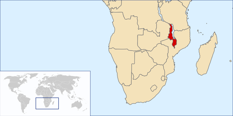Malawi kaardil (punasega)