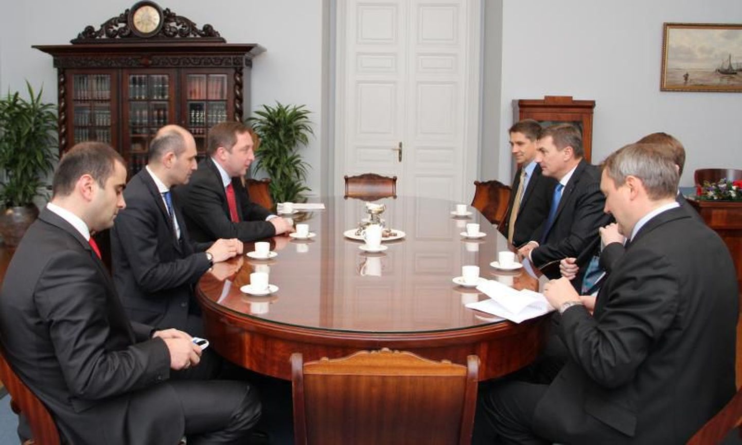 Peaminister Andrus Ansipi kohtumine Gruusia Euroopa ja Euro-Atlandi integratsiooni minister Alexi Petriašviliga.