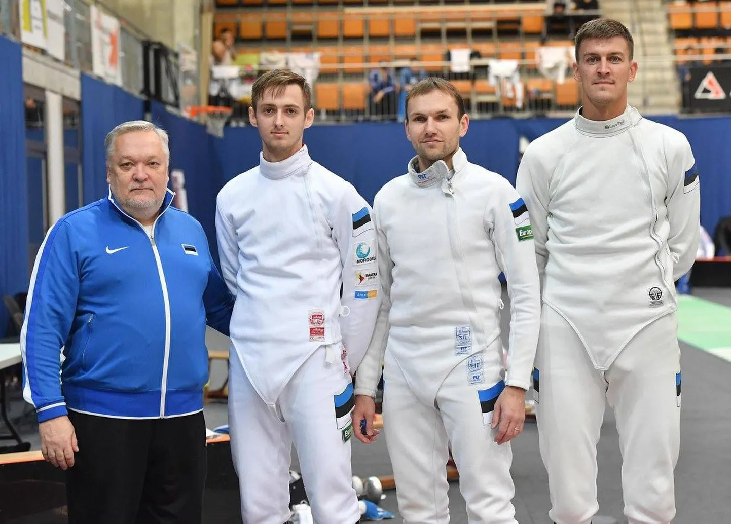 Peatreener Igor Tšikinjov (vasakult), Peeter Turnau, Jüri Salm ja Sten Priinits.