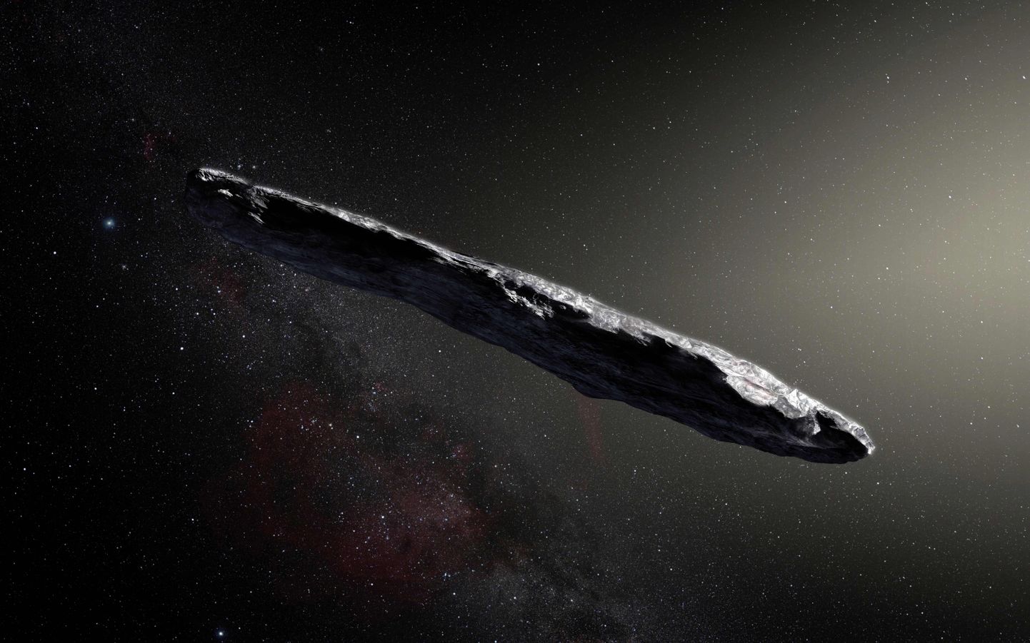 Euroopa Lõunaobservatooriumi kunstniku arvutijoonistus tähtedevahelisest objektist Oumuamuast