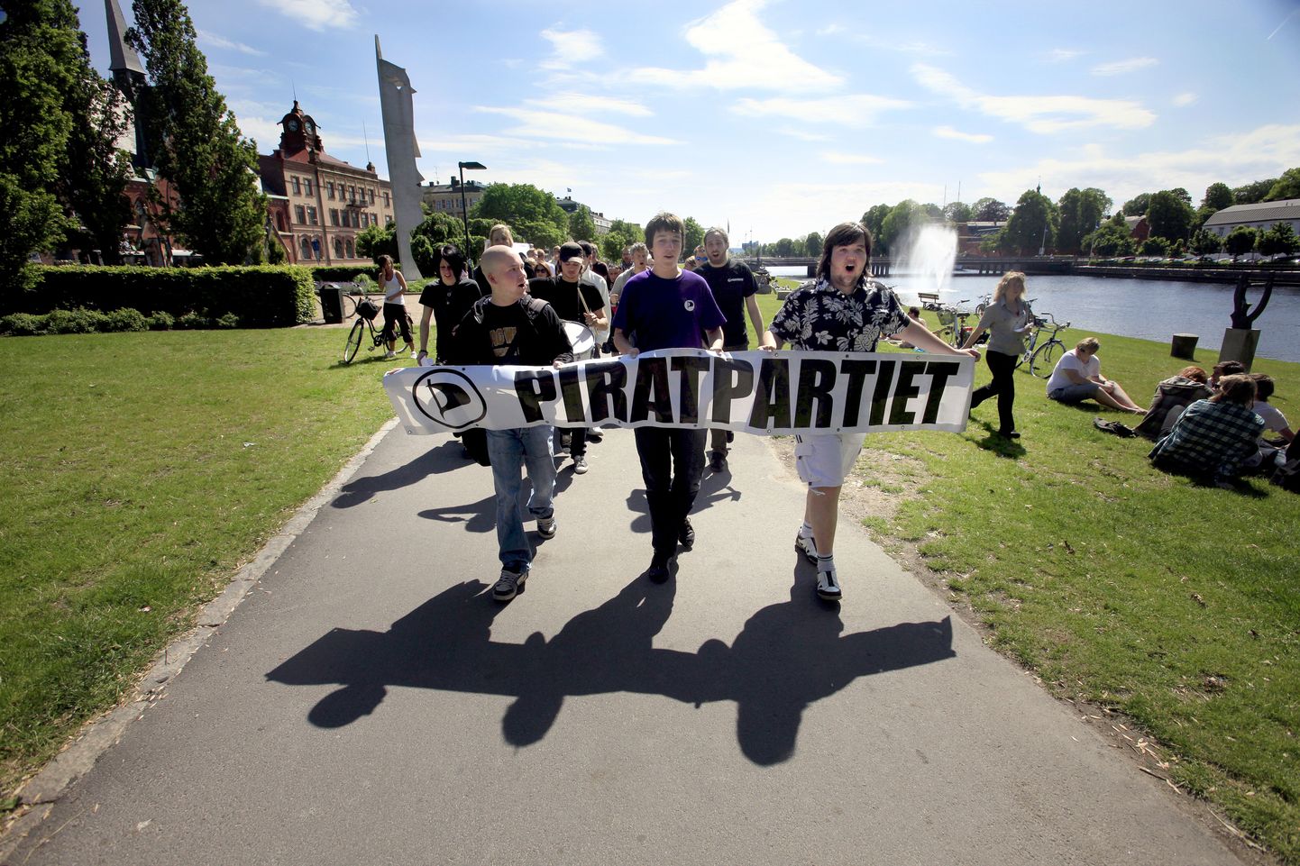 Rootsi Piratpartieti aktivistid laupäeval Halmstadis.