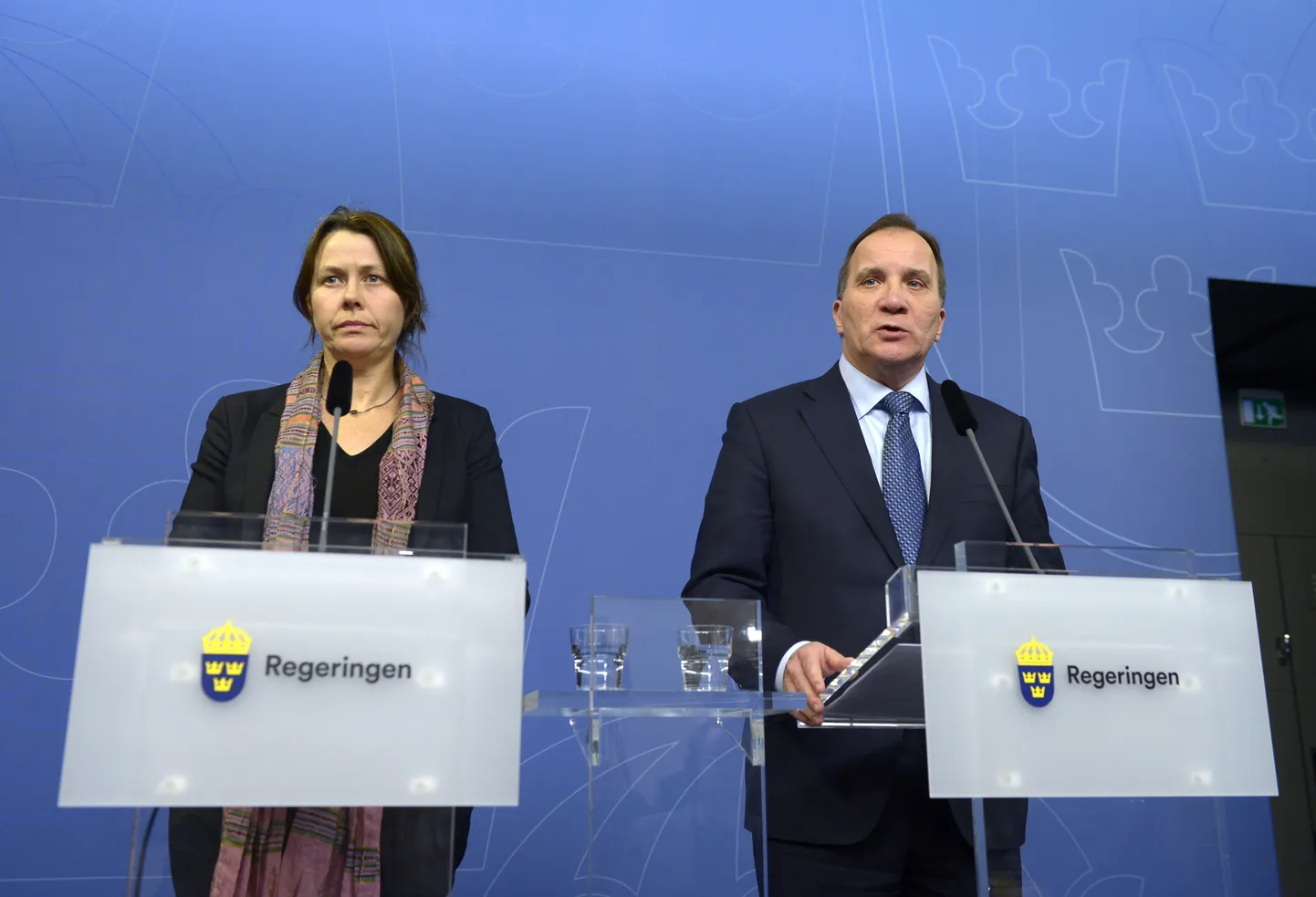 Rootsi asepeaminister Åsa Romson (vasakul) Rootsi peaministri Stefan Löfveniga.
