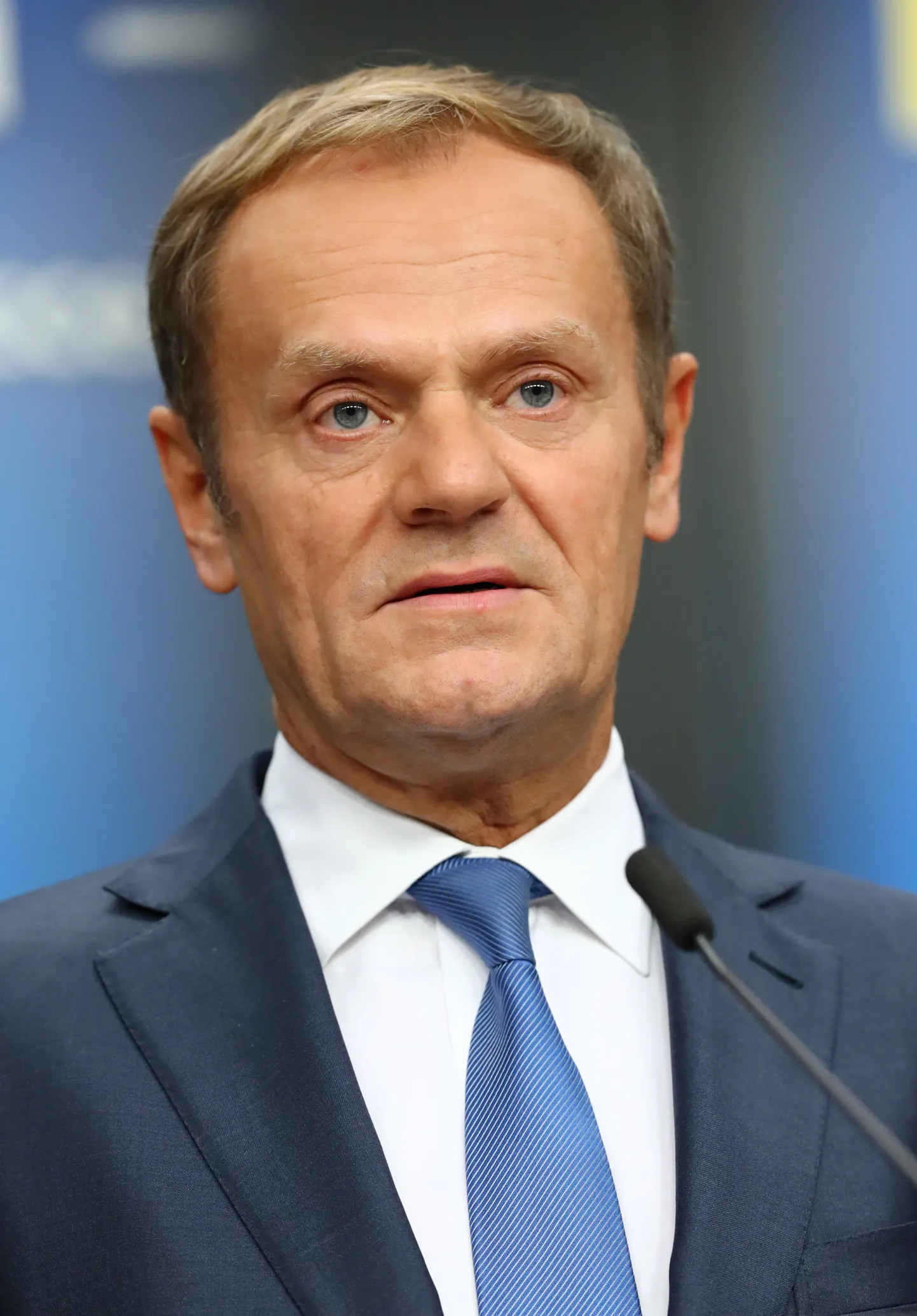 Europa Nõukogu president Donald Tusk täna Brüsselis pressikonverentsil.