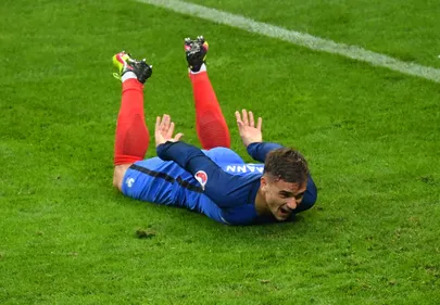 Antoine Griezmann tähistamas Islandi vastu löödud väravat. Foto: