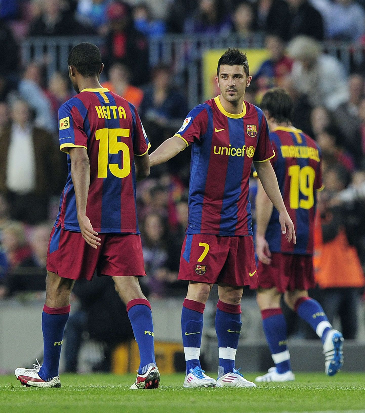 Barcelona ründaja David Villa (keskel) lõpetas nädalavahetusel pika väravateõpua