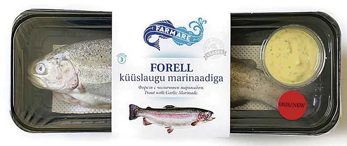 Audrus Lemmetsas tegutsev Saaremaa kalakasvatajate ühistu Ecofarm kalatöötlemiskeskus viib konkursile küüslaugumarinaadiga forelli.
