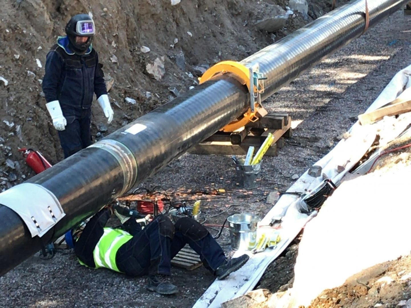 Eesti-Soome gaasiühenduse Balticconnector torustiku keevitamine Soomes Inkoos.
