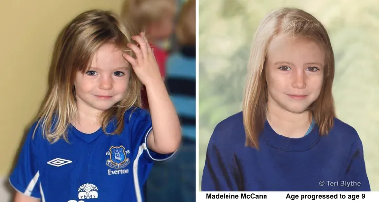 Madeleine McCann kolmeaastasena (vasakul) ja Briti politsei töödeldud fotol, milline ta võib vanemana välja näha.