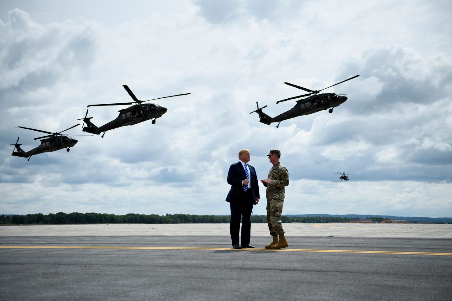 Ameerika Ühendriikide president Donald Trump sõjaväebaasis Fort Drum.