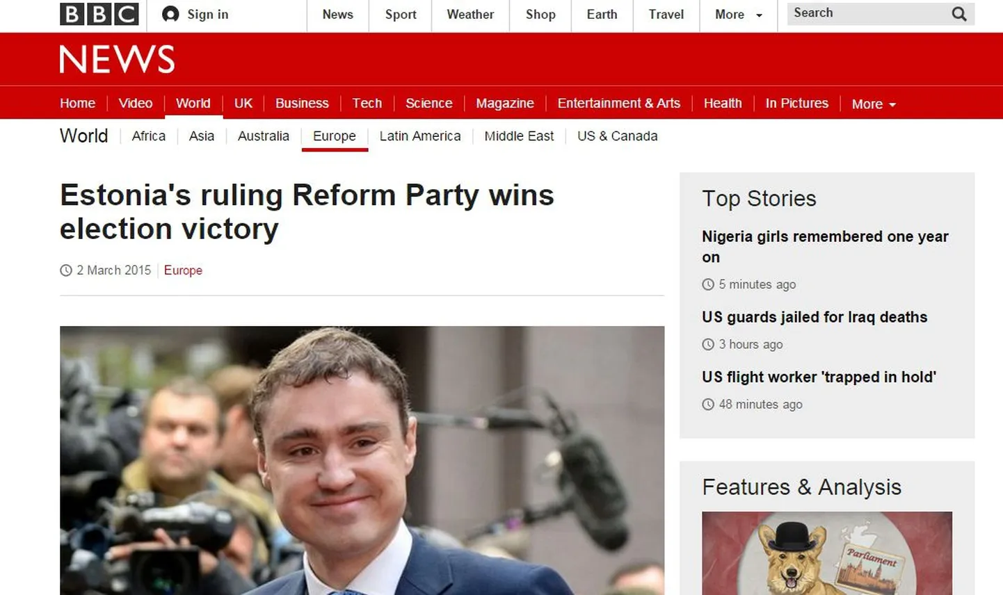 Kuvatõmmis BBC uudisest