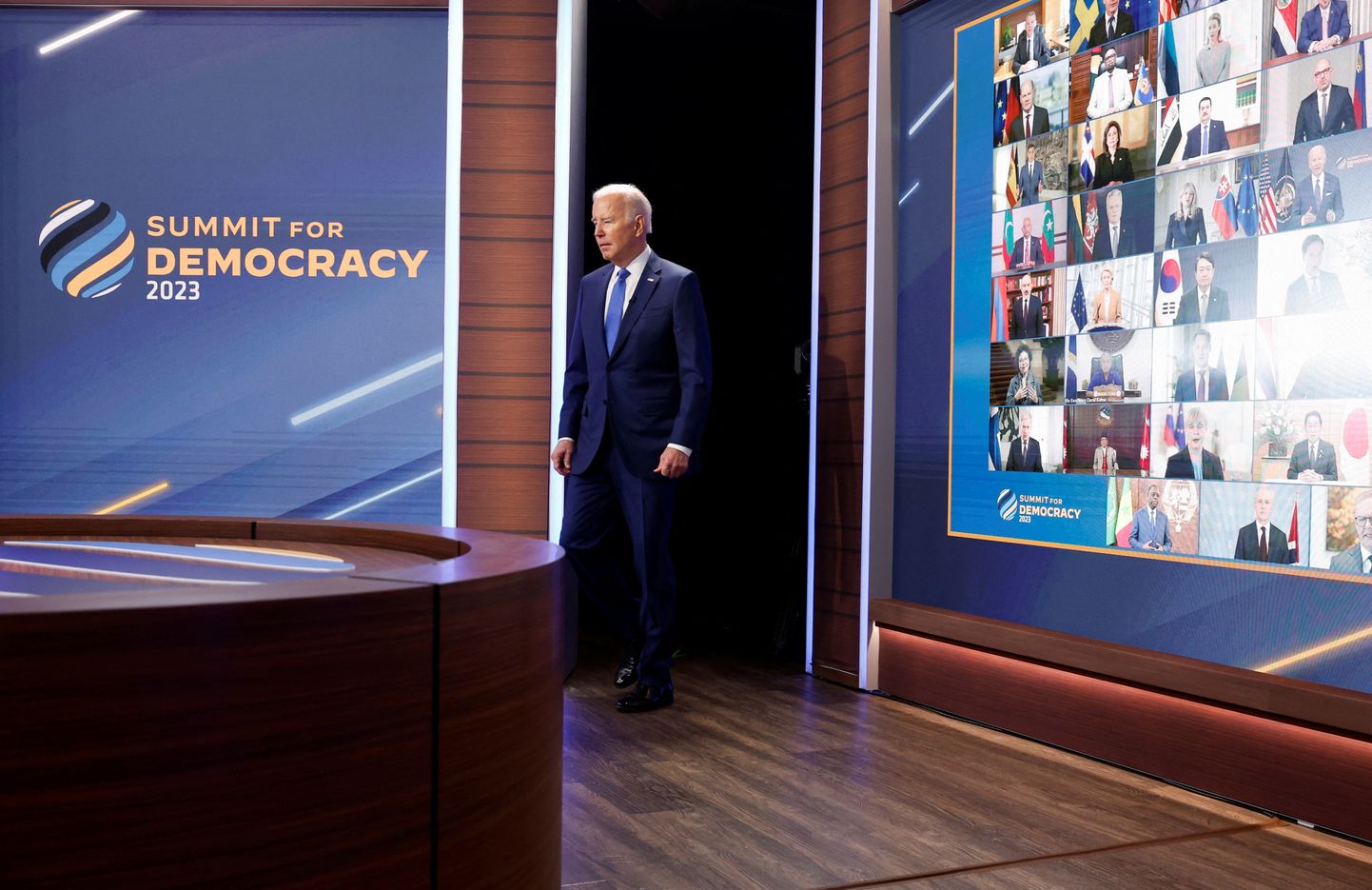 USA president Joe Biden saabumas oma virtuaalsele demokraatiatippkohtumisele 29. märtsil 2023.
