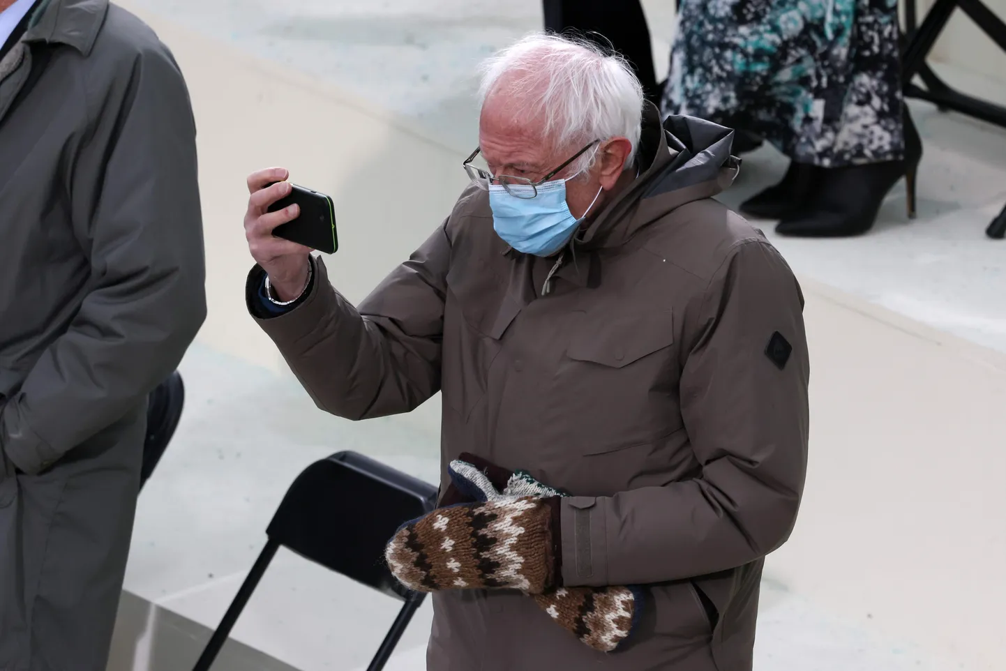 Bērnijs Sanderss Džo Baidena inaugurācijas ceremonijā.