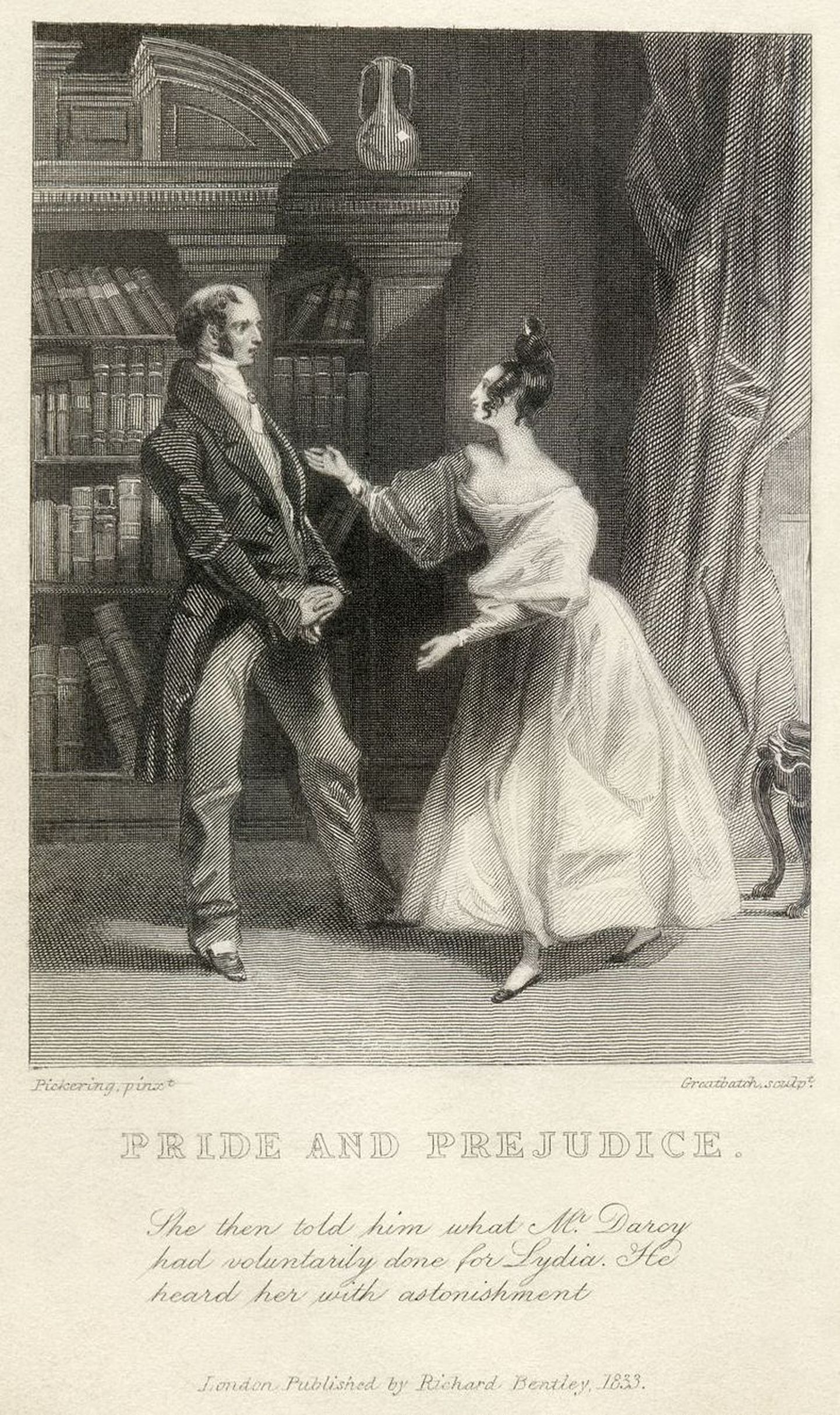 Jane Austeni romaani «Uhkus ja eelarvamus» illustratsioon 1813. aasta väljaandes.