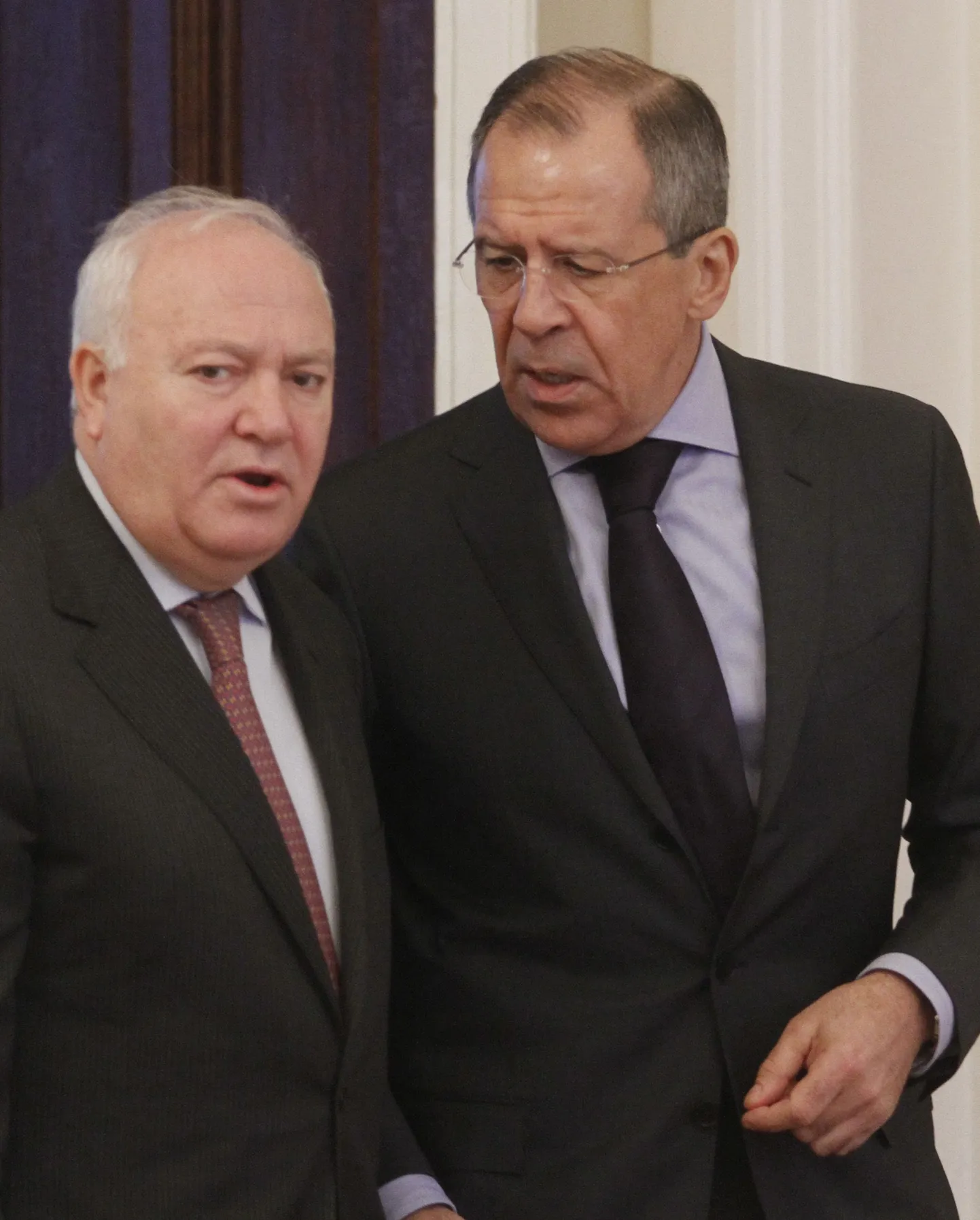 Пресс-конференция Сергея Лаврова (справа) и Мигеля Анхеля Моратиноса.