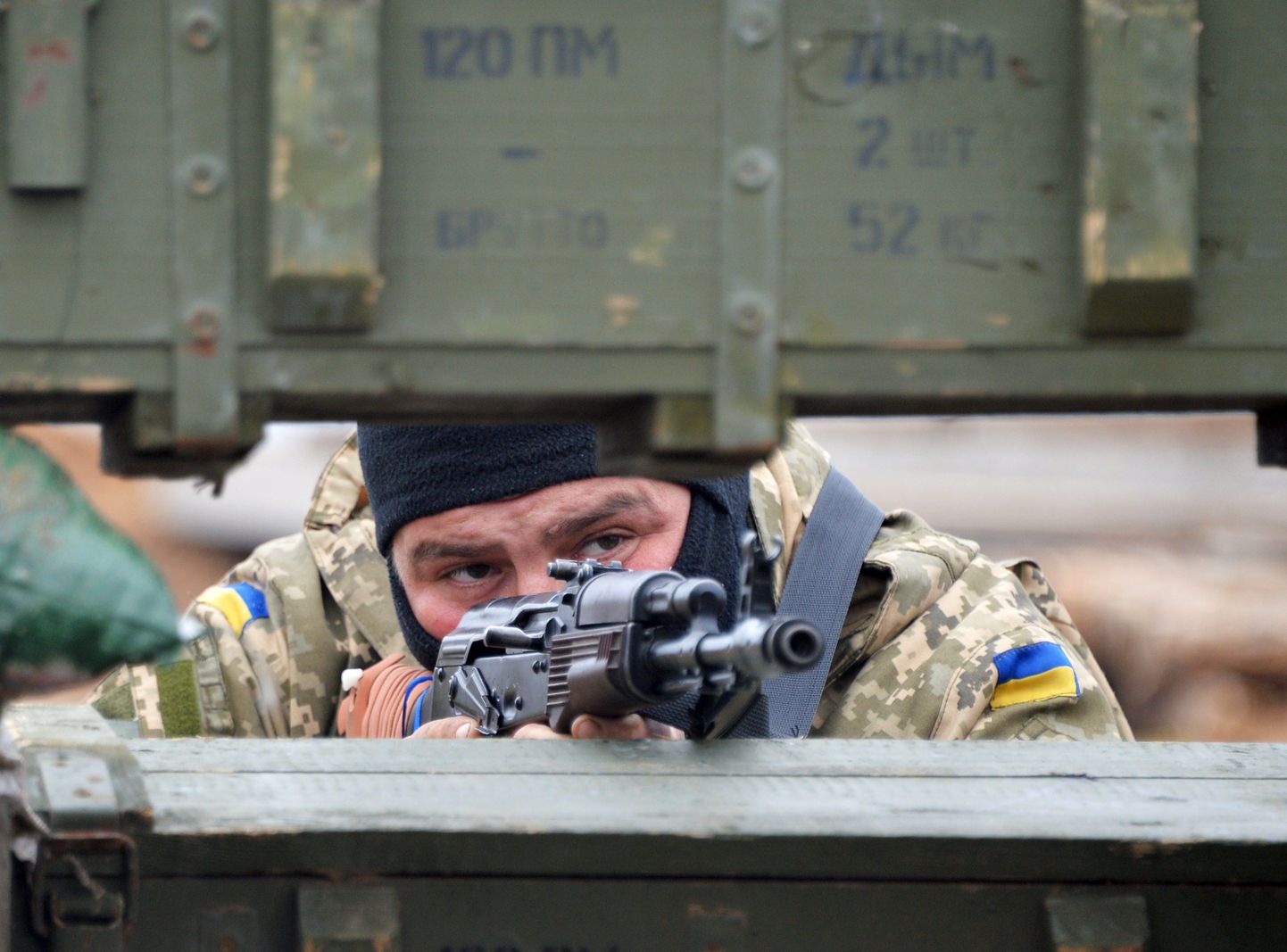 Ukraina sõdur Berdjanske külas Mariupoli lähedal.