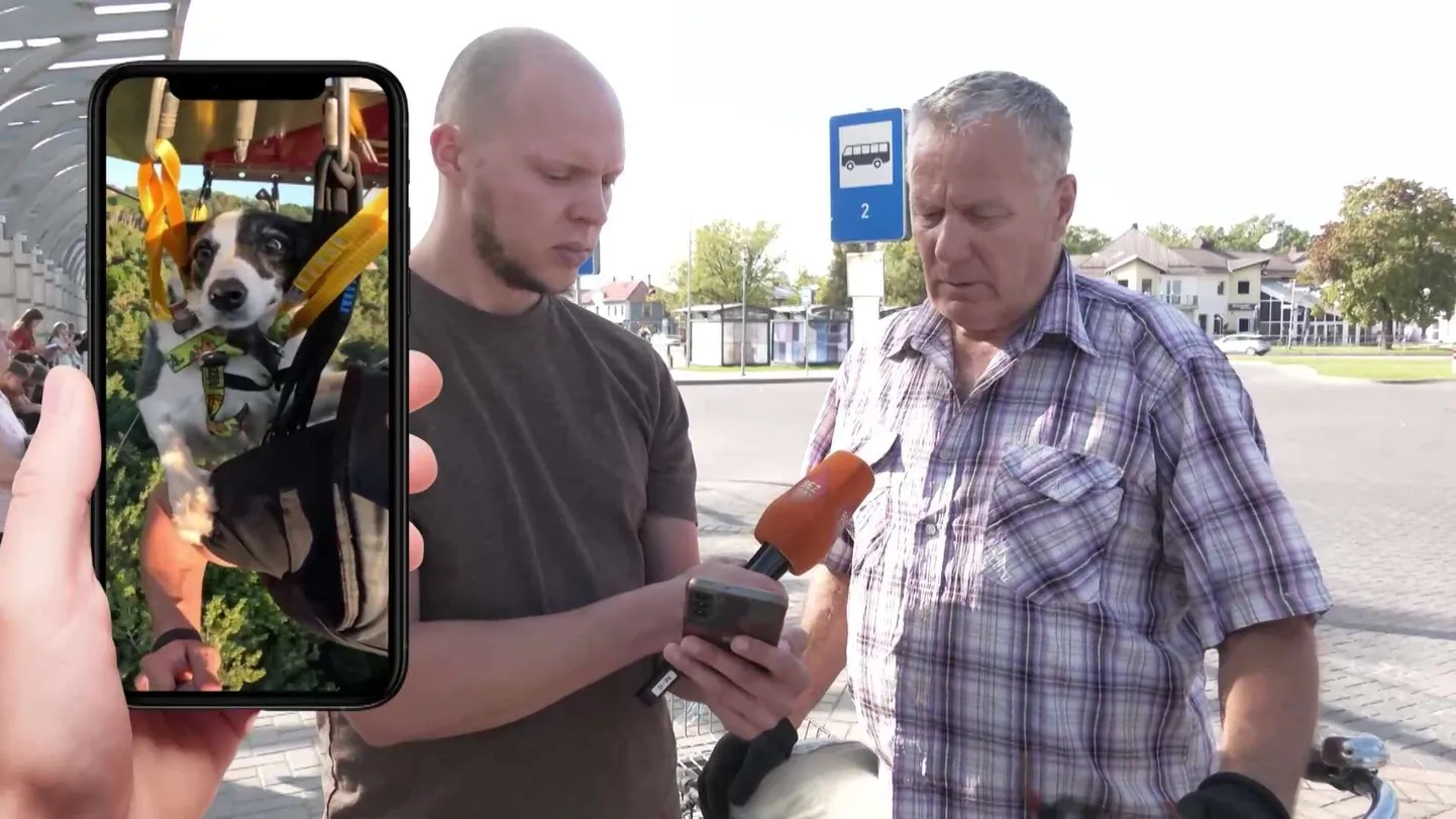 Мужчина прокатил собаку на аттракционе