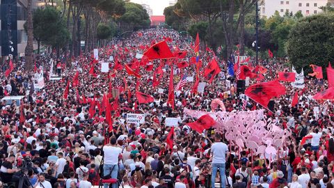 Thousands protest Trump-linked resort in Albania's capital