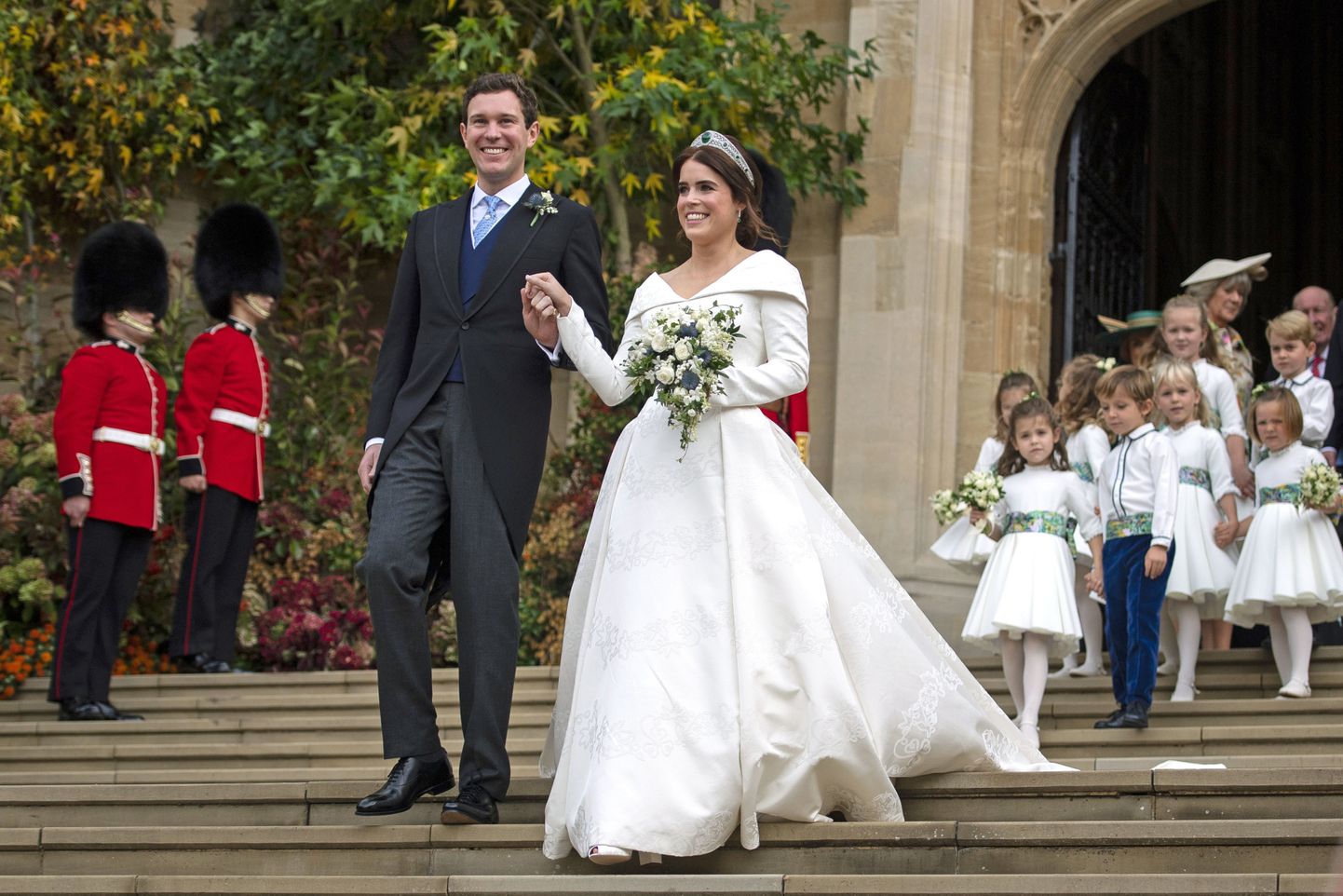 Printsess Eugenie ja Jack Brooksbank (34) tutvusid 2010. aastal ning abiellusid 2018. aastal Püha George'i kabelis.