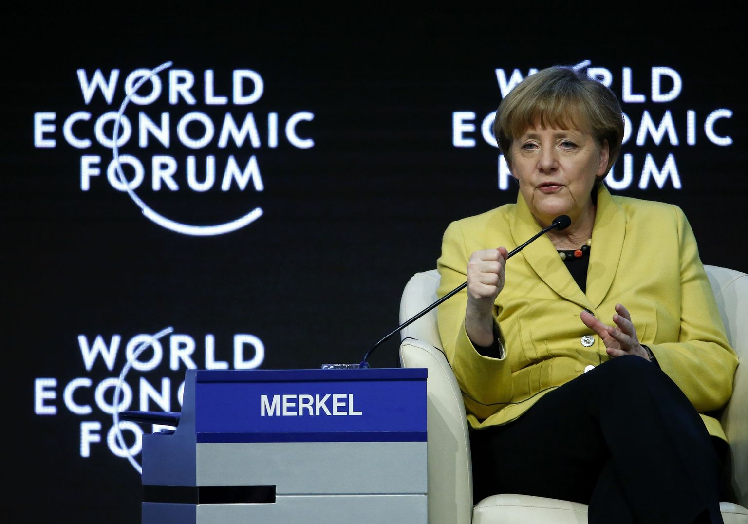 Saksa liidukantsler Angela Merkel mullu Davosis maailma majandusfoorumil.