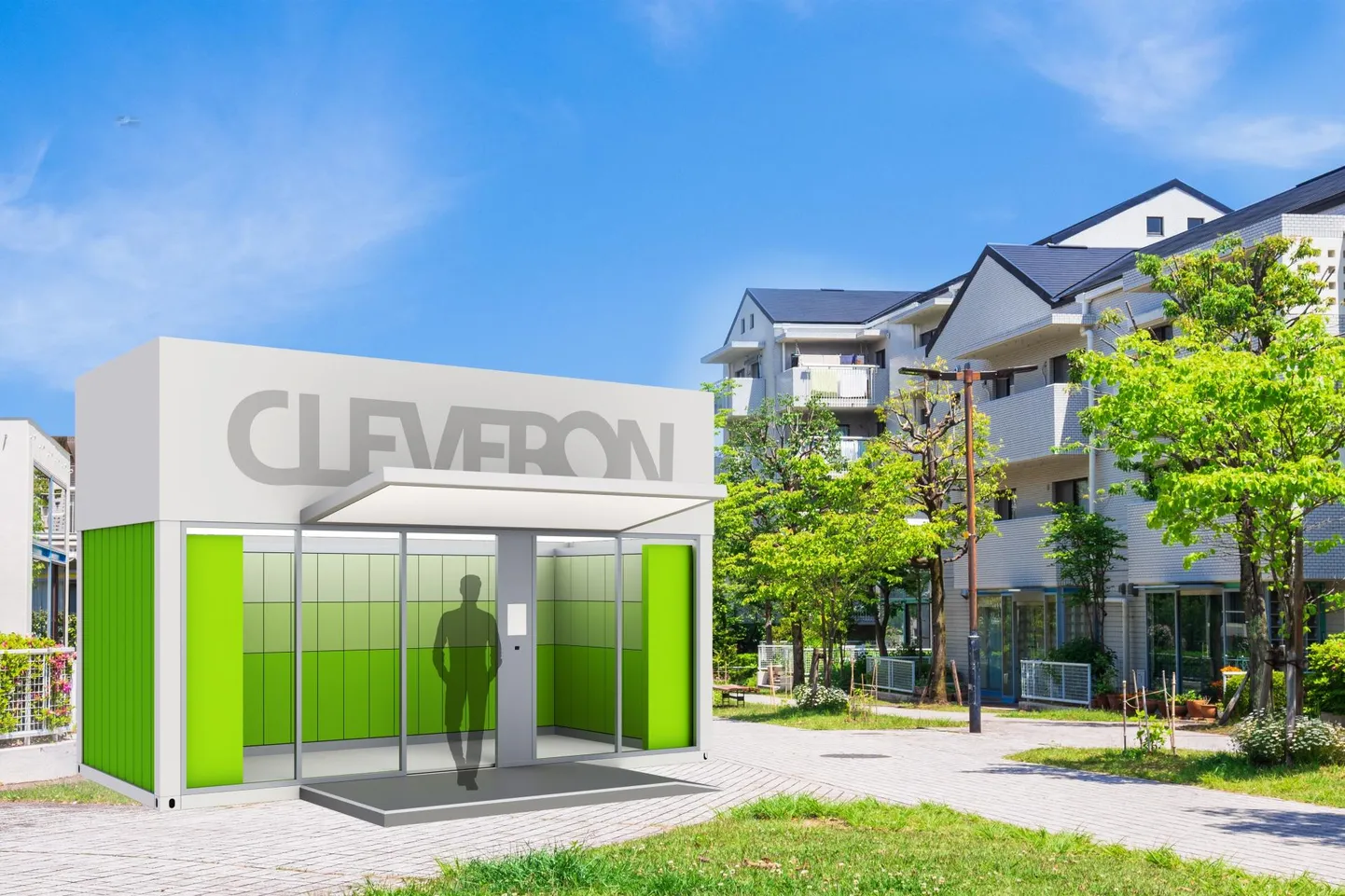 Такие посылочные автоматы из перестроенных морских контейнеров Cleveron предлагает установить у центров, офисов, остановок и в других местах.