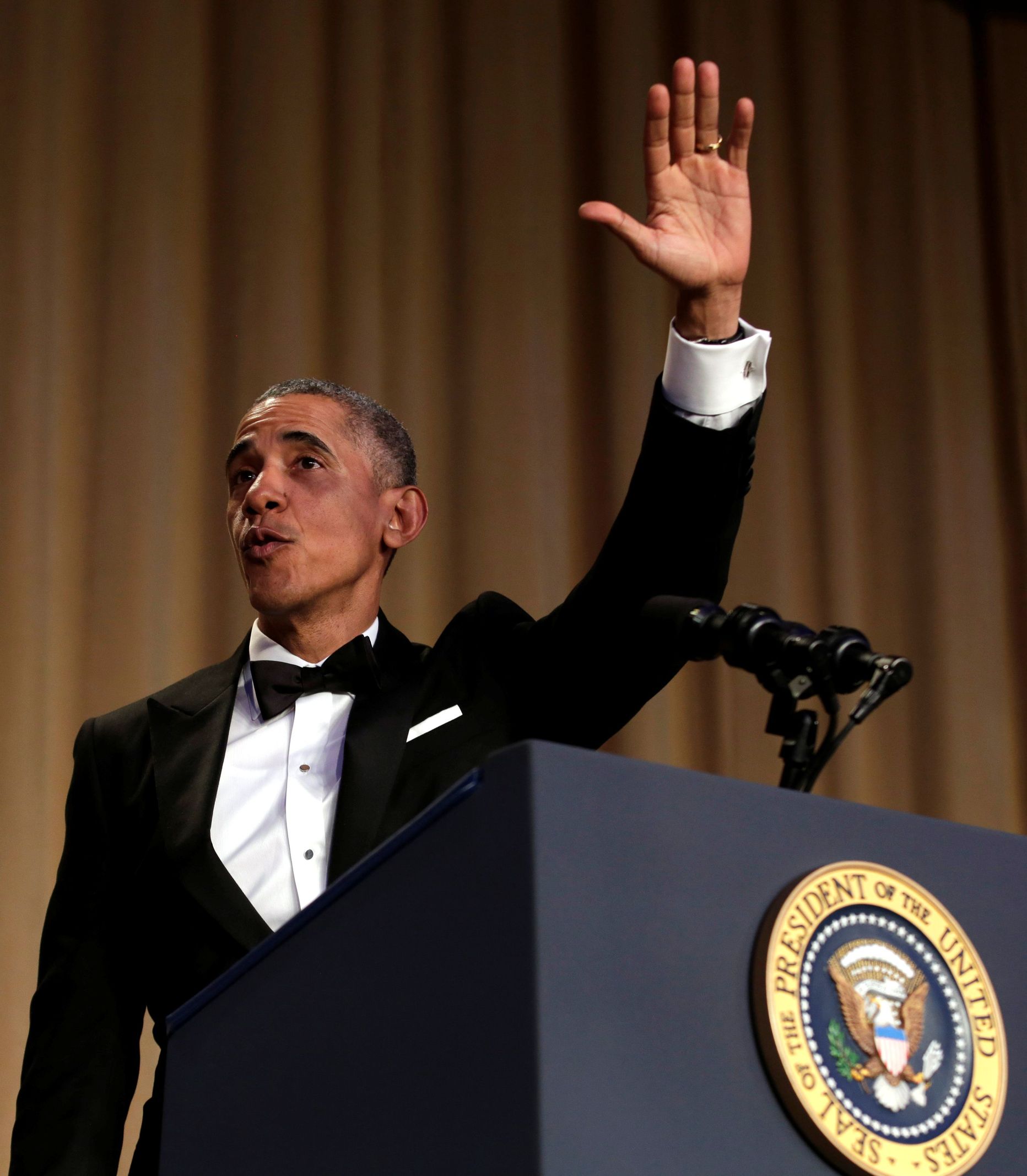Президент США Барак Обама на ежегодном приеме для журналистов.
