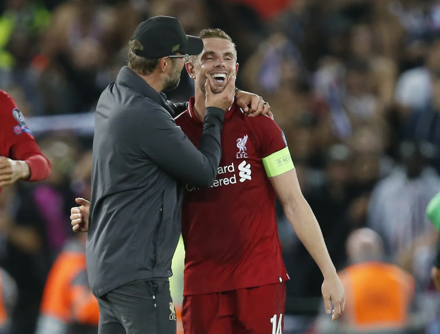 Jürgen Klopp tähistab Meistrite liiga avakohtumise võitu Jordan Hendersoniga