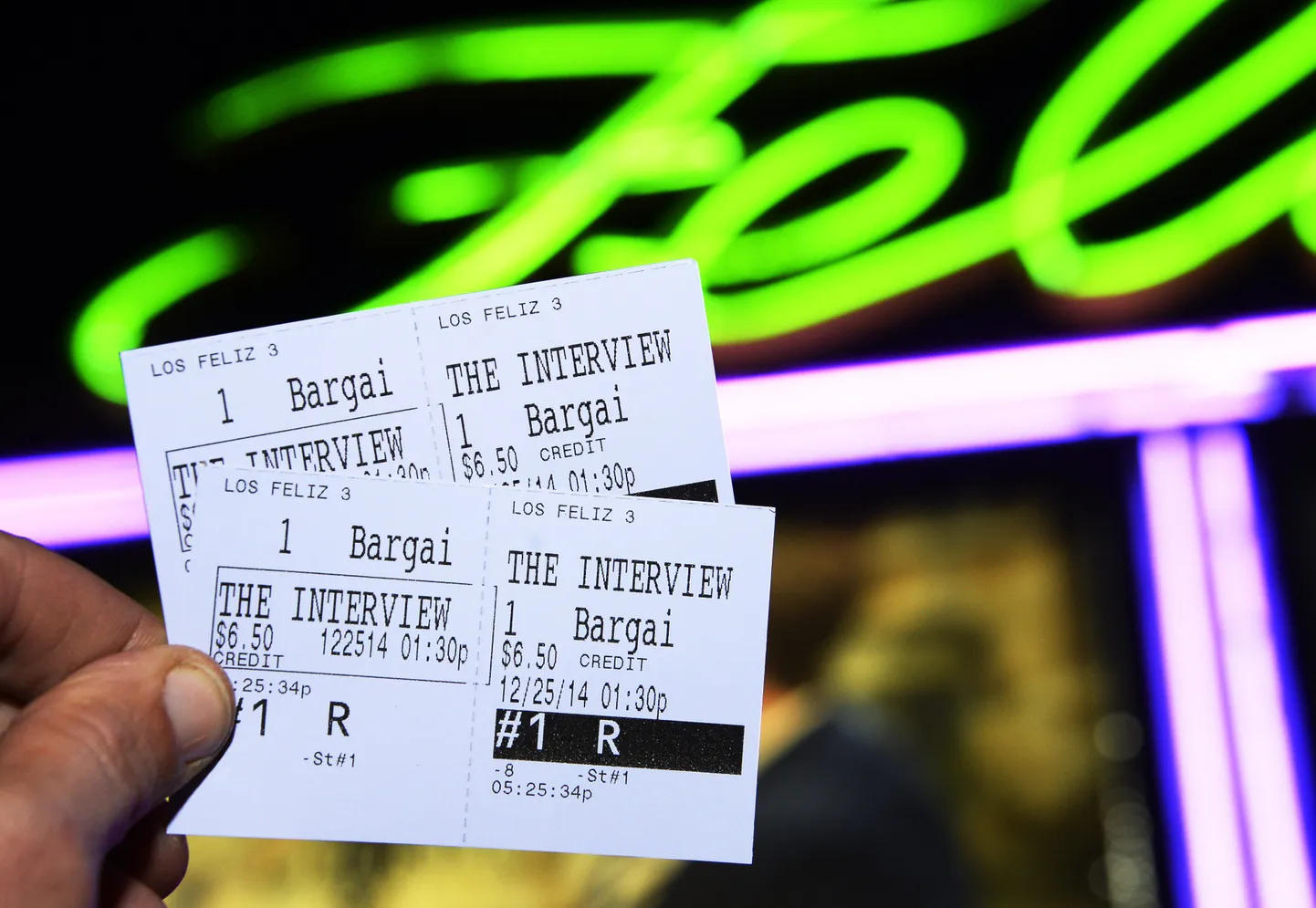 Filmi "The Interview" piletid ja Los Angelese kino Los Feliz 3 Cinema