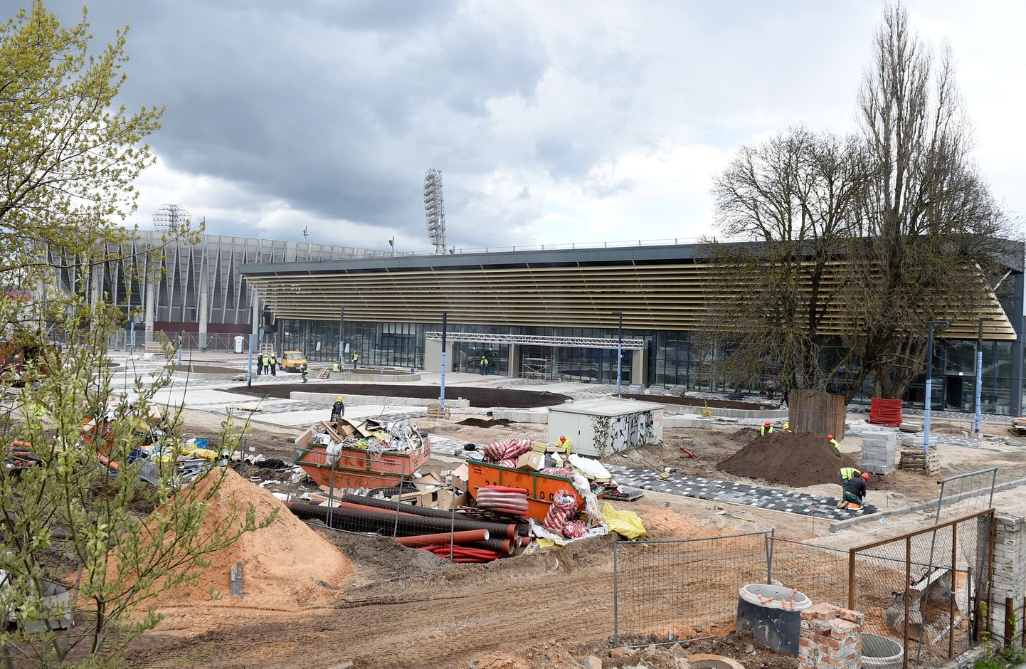Строительство ледового холла стадиона "Даугава" для проведения чемпионата мира по хоккею 2021 года