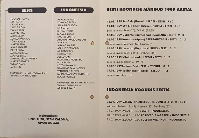 Eesti - Indoneesia kohtumise kava.