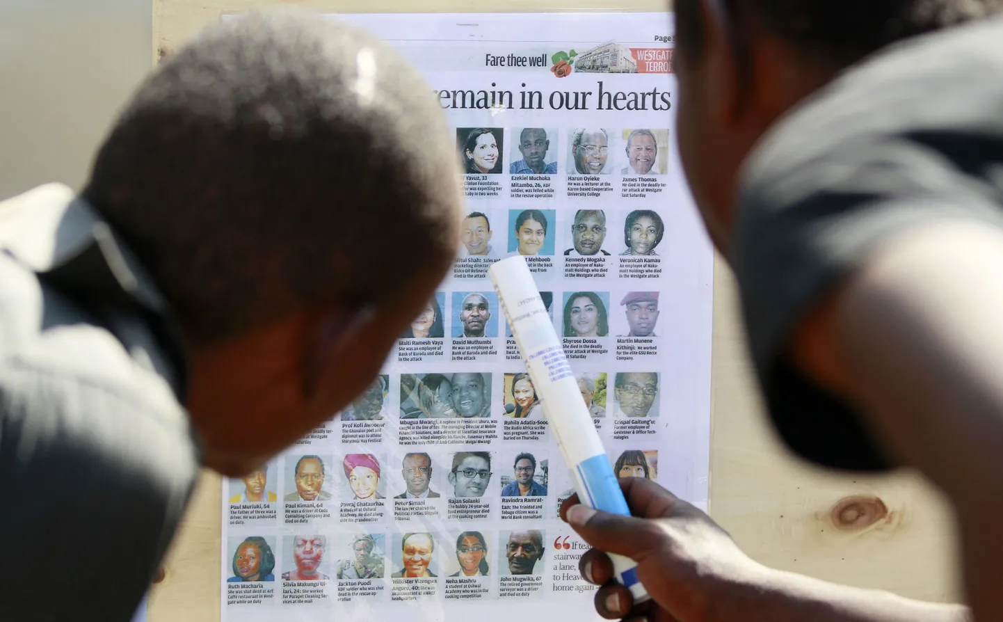 Mälestussein Nairobi kaubanduskeskuserünnakus surnutele.