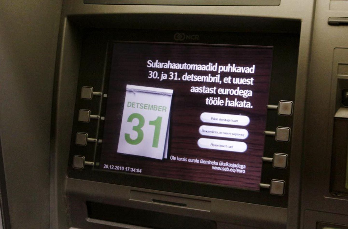 SEB sularahaautomaadid hoiatavad, et 30. ja 31. detsembril sealt raha välja võtta ei saa.