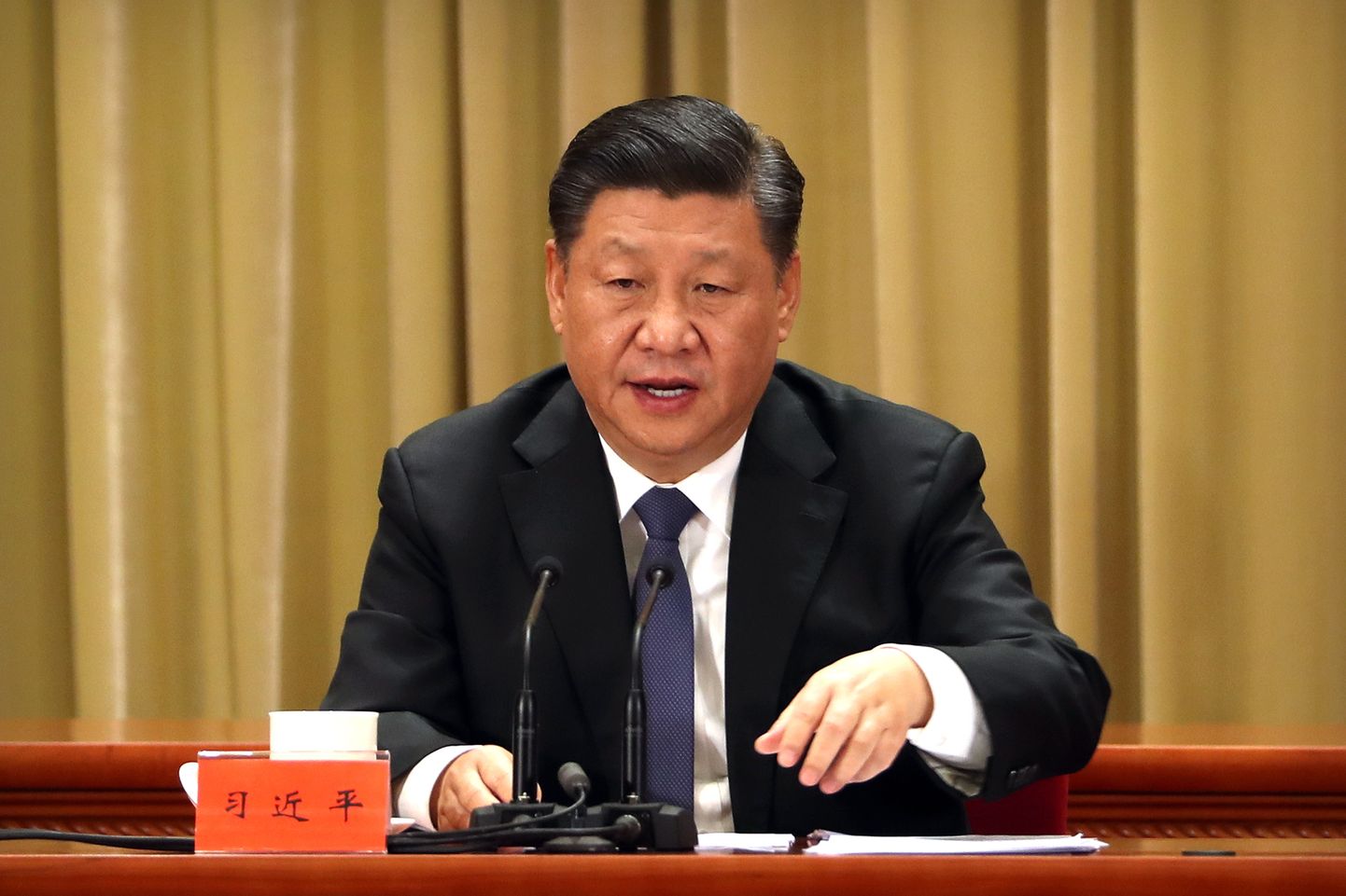 Hiina president Xi Jinping täna Pekingis kõnet pidamas.